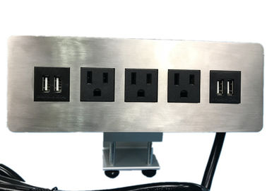 คุณภาพ  Edge Mount Desktop Power Outlet With USB 4 Port ,3 Outlet Power / Data Distribution Unit โรงงาน